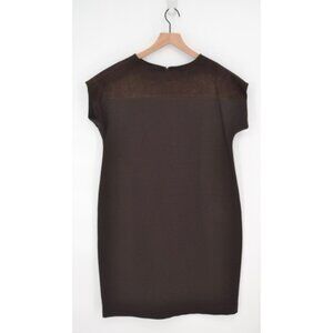 Carlisle Collection Suede Dolman Short Sleeve Shift Mini Dress Brown Women's 10